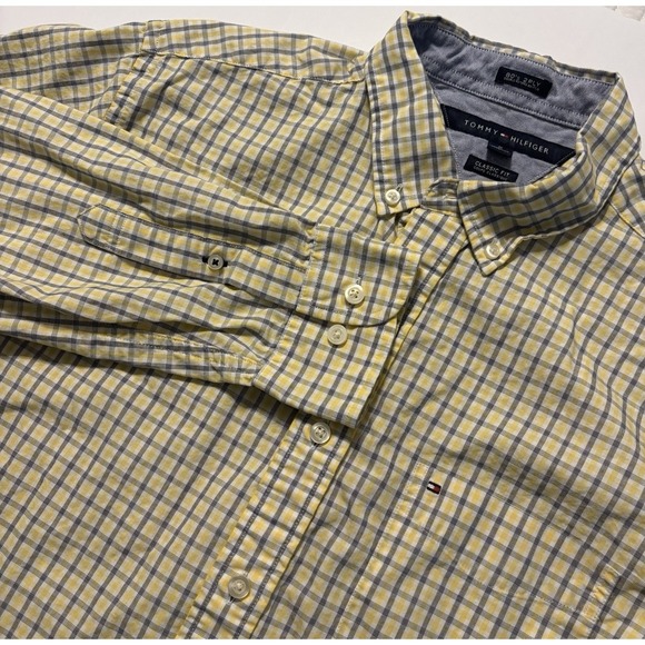 Tommy Hilfiger Other - Tommy Hilfiger Men's Medium Classic Fit Plaid Shirt Yellow Blue Cotton